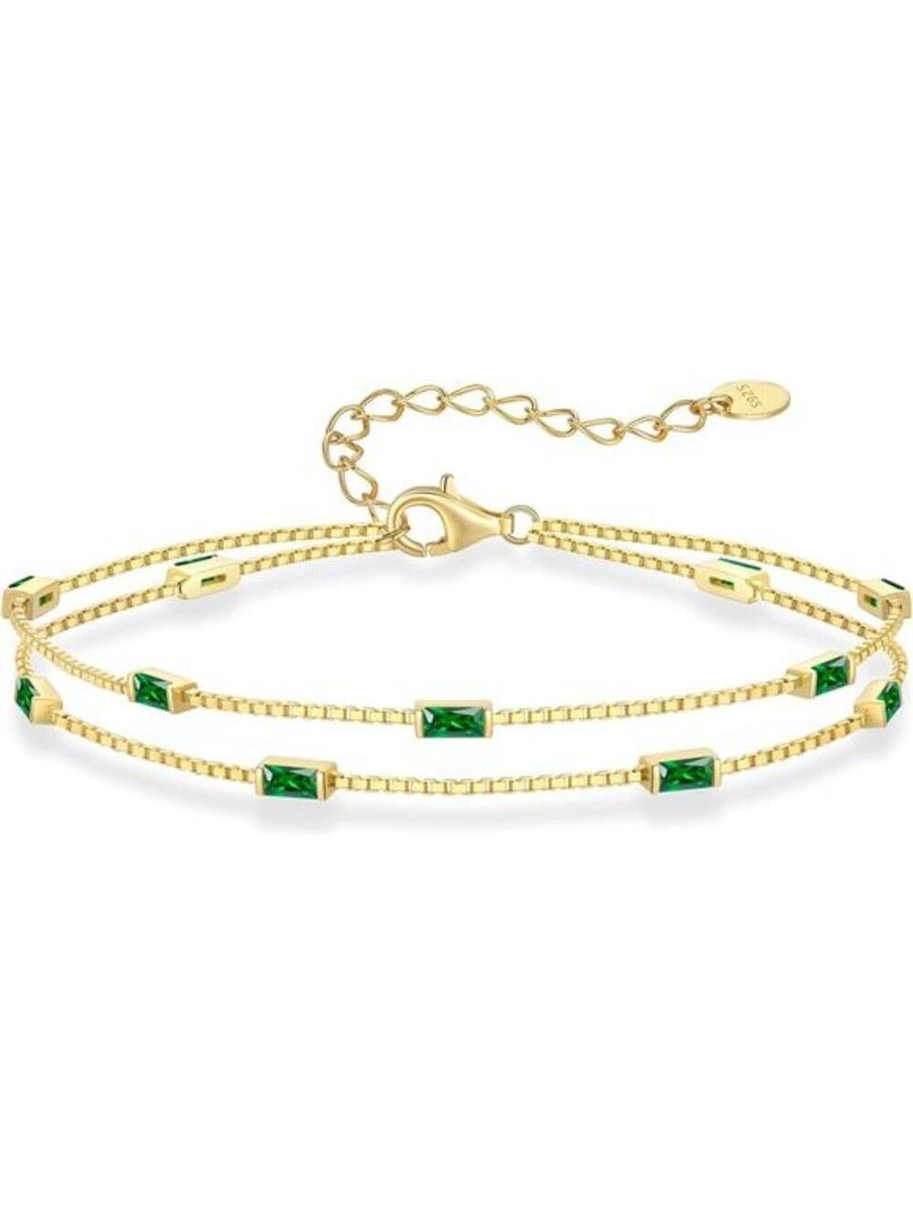 Womens Birthstone Bracelet 925 Sterling Silver Dainty Charm Link Jewelry Gift